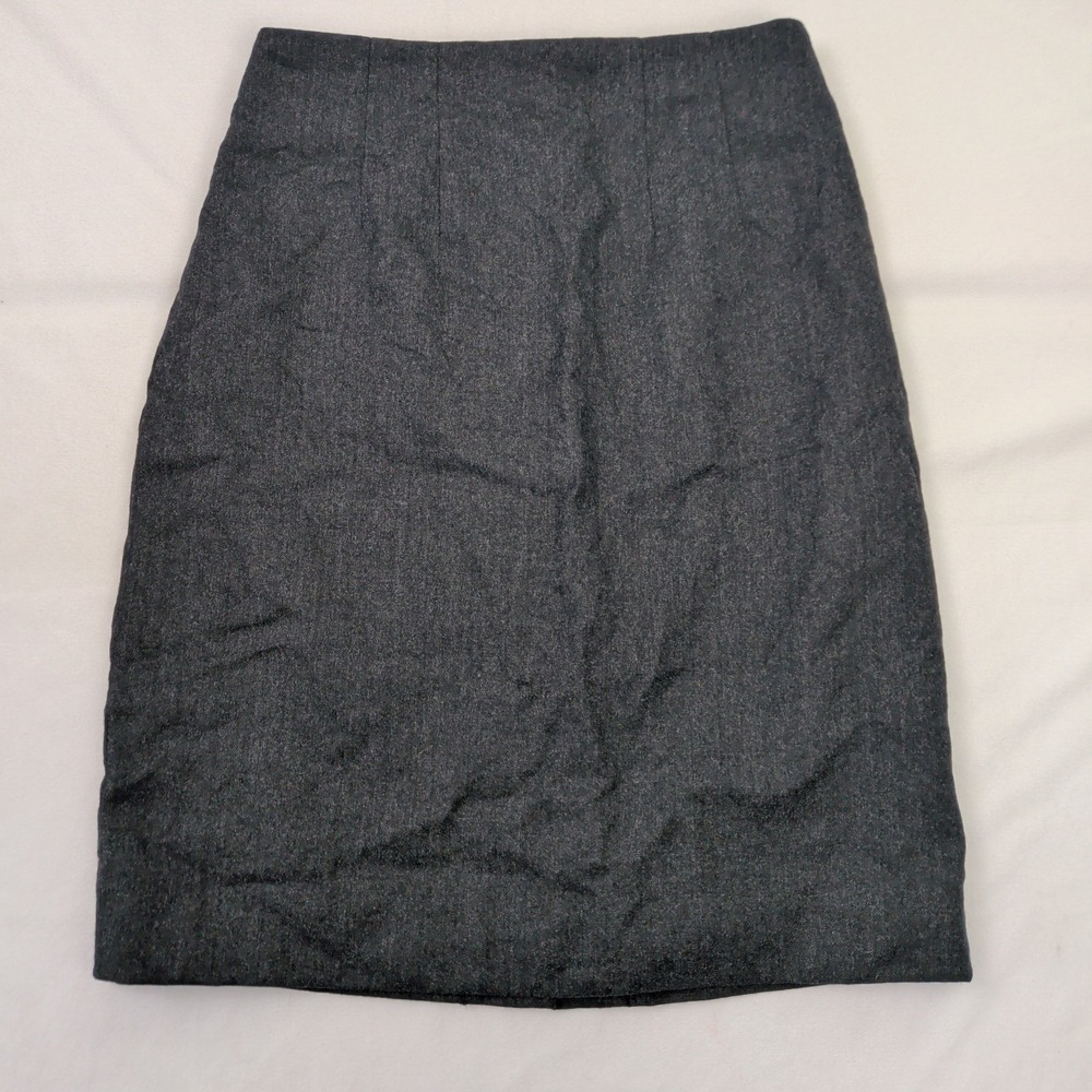 Wool Pencil Skirt Charcoal Gray Professional Office Career Wear Dark Academia